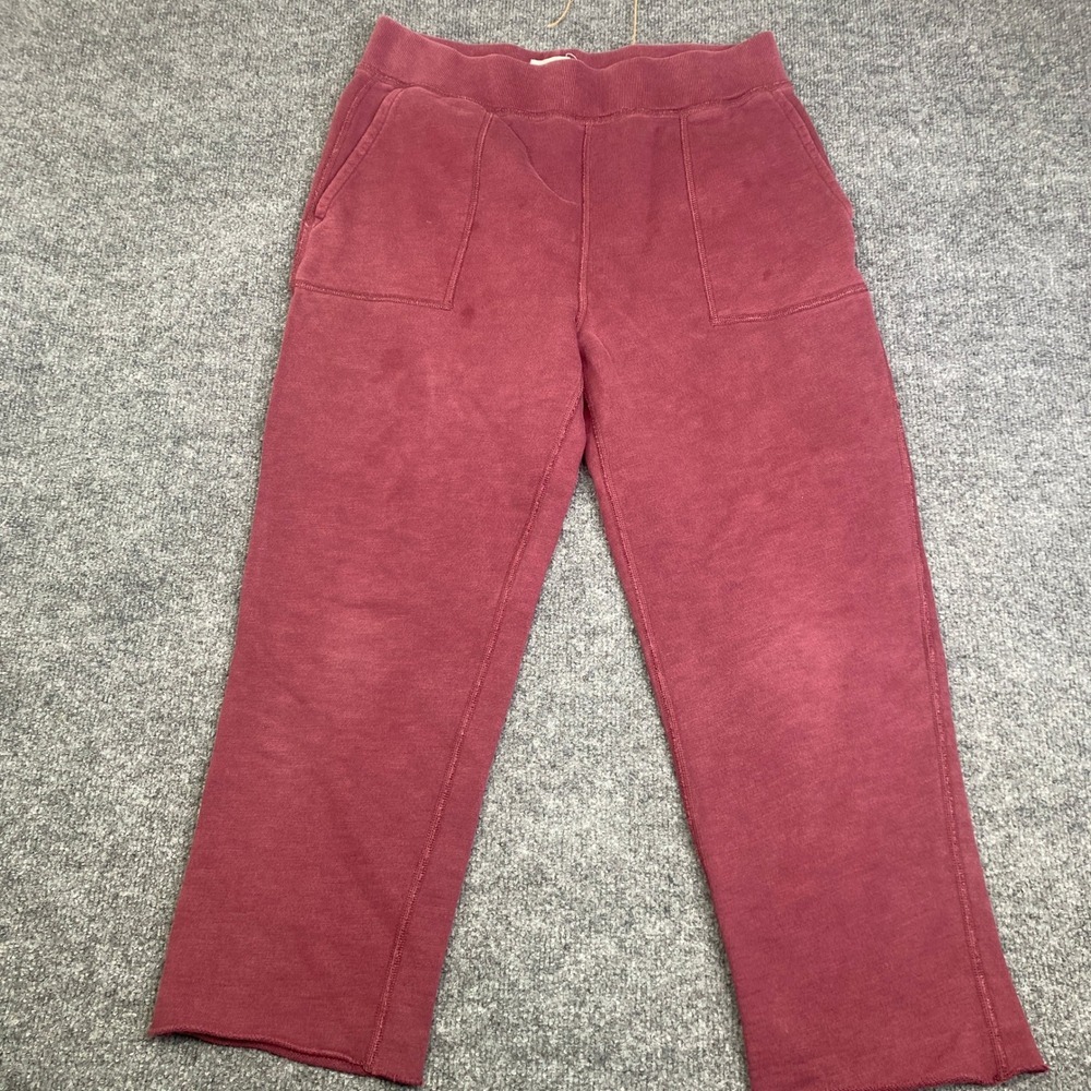 Rag & Bone JEAN Womens Burgundy French Terry Raw Hem Sweatpants Size M